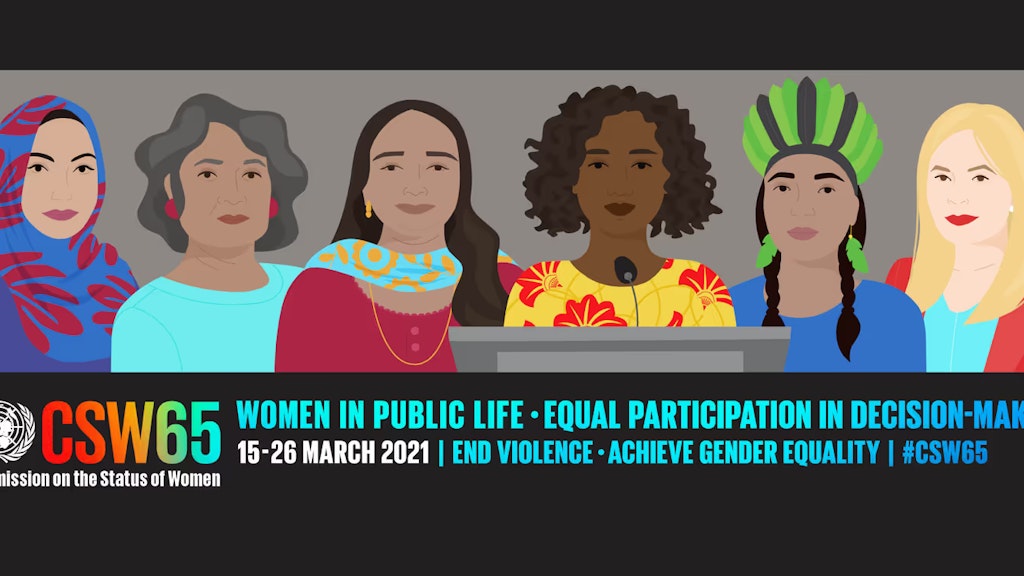 Logo der 65. Tagung der UNO-Kommission für die Rechtsstellung der Frau.