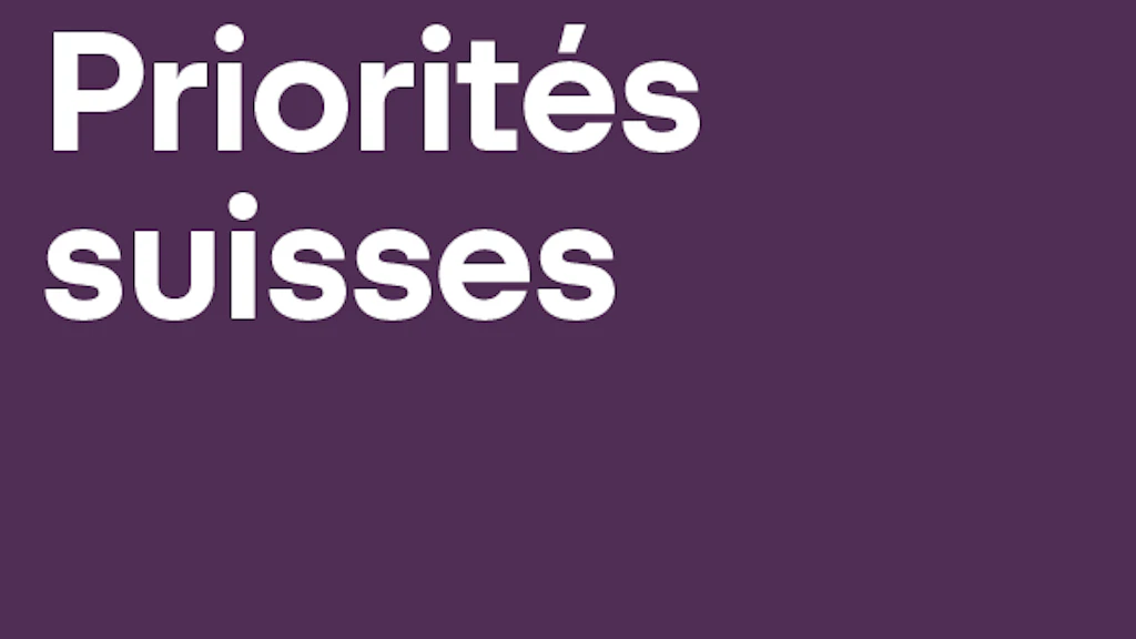 Image symbolique avec l'inscription « Priorités suisse » 