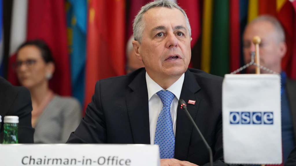 Der OSZE-Vorsitzende, Bundesrat Ignazio Cassis, spricht vor der OSZE in Wien.
