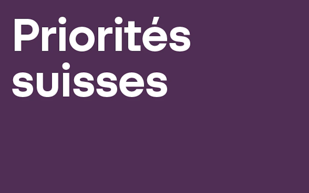 Image symbolique avec l'inscription « Priorités suisse » 