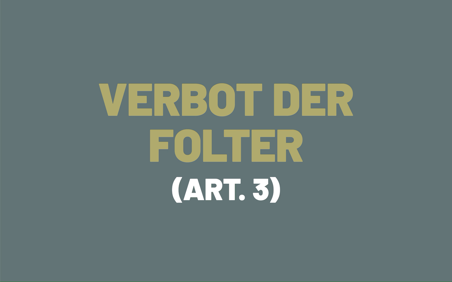 Das Bild besteht aus dem Wortlaut des Artikels 3 der Europäischen Menschenrechtskonvention; dieser heisst: Verbot der Folter.