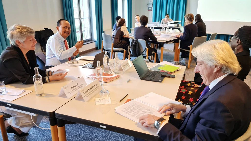 Participants in discussion during a workshop at the 2024 Giessbach Democracy Retreat in Switzerland.