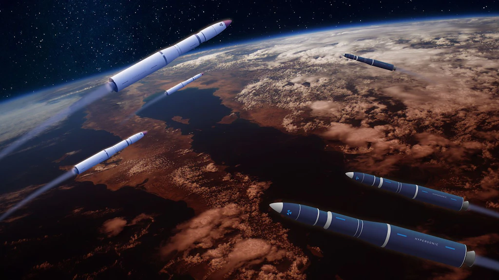 Image showing rockets flying in different directions with planet Earth in the background.