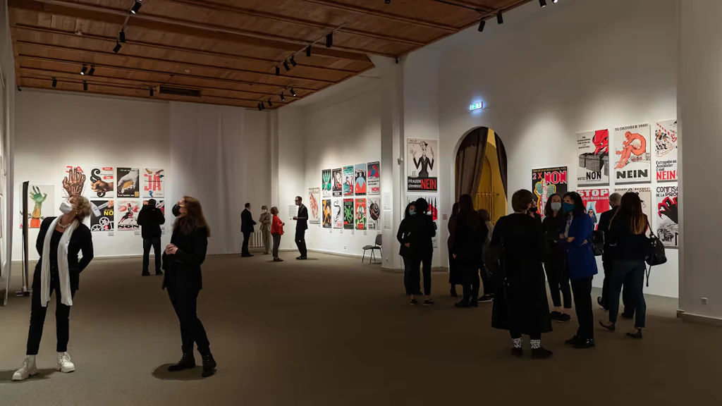 In Vilnius, visitors can examine referendum posters from Switzerland going back 100 years. 