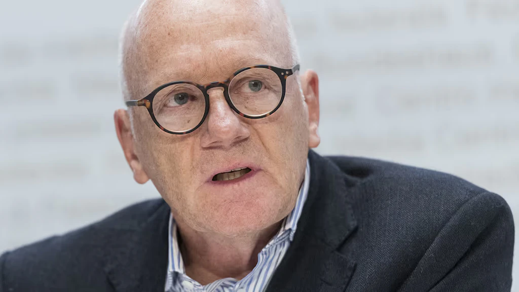 Portrait of Manuel Bessler, Head of Swiss Humanitarian Aid, at a press conference