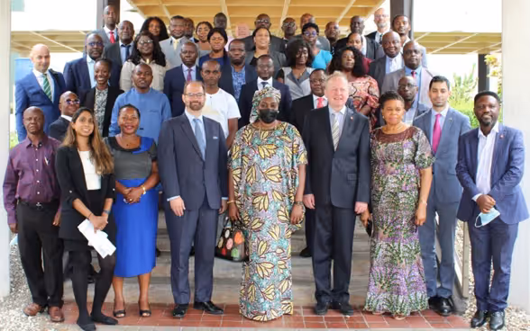 Group photo of participants at the Convention on Cluster Munitions (CCM) universalisation workshop in Abuja.