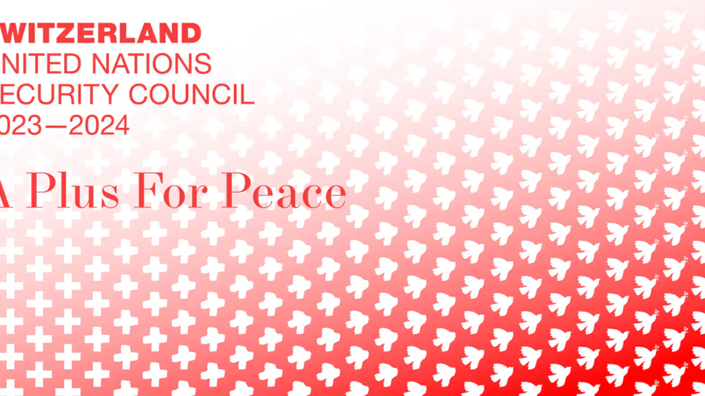 Graphic with the slogan of Switzerland's candidacy for the UN Security Council (A Plus For Peace).