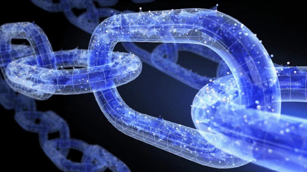 Linee e punti bianchi formano gli anelli di una catena virtuale.
