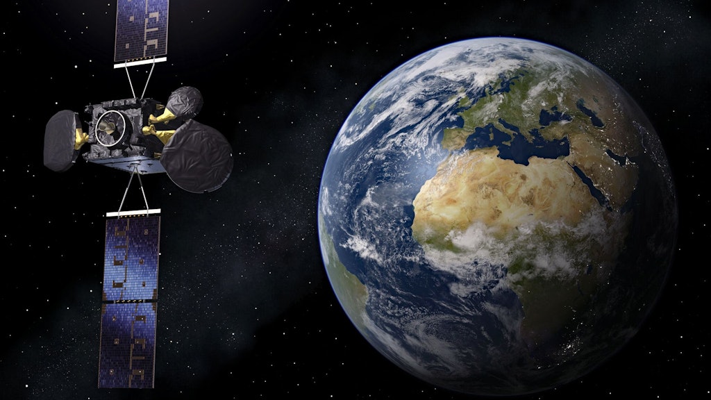Artist’s impression of EDRS-C, an ESA-Airbus satellite enabling fast data transfer between low Earth orbit and geostationary satellites.