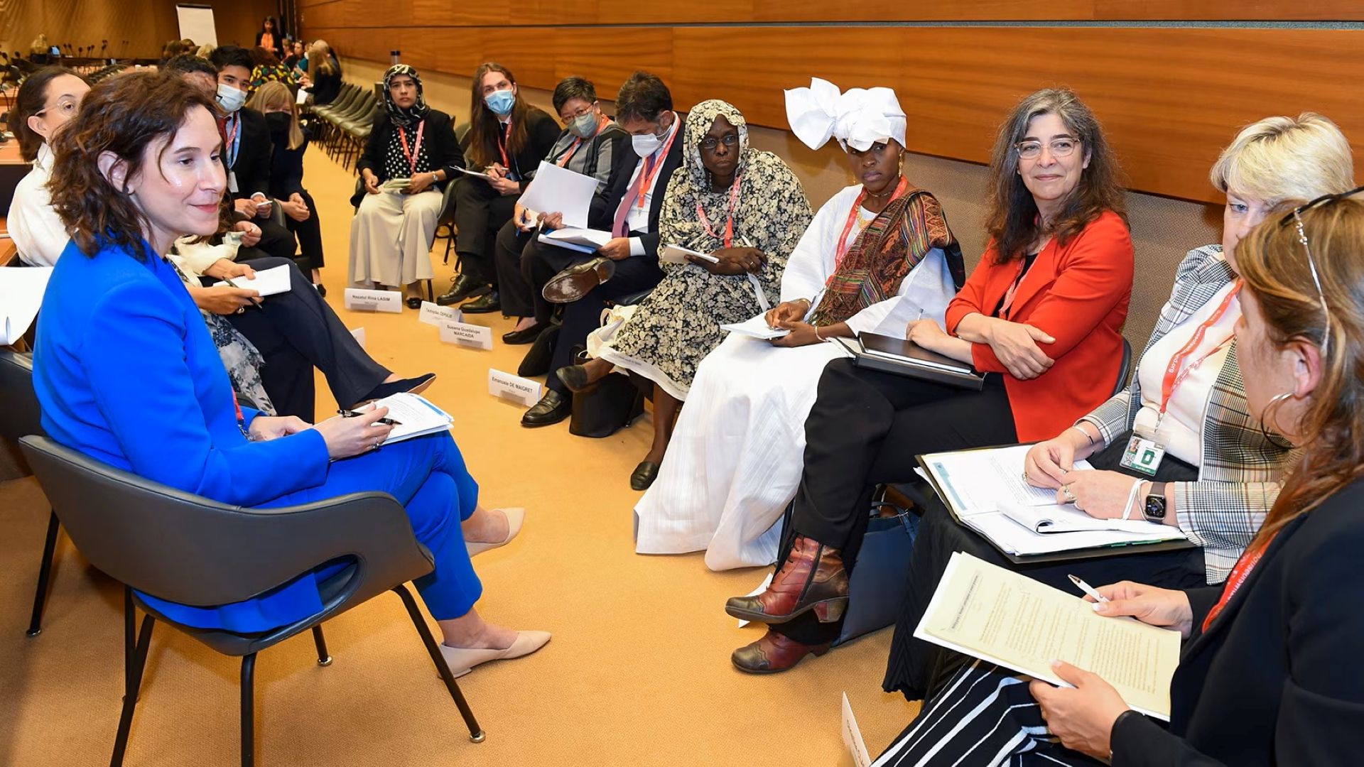 Women, peace and security focal points in discussion during one of the working groups at the capital-level meeting of the Women, Peace and Security Focal Points Network.