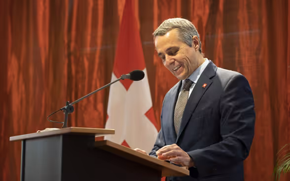 Federal Councillor Ignazio Cassis gives the opening speech.