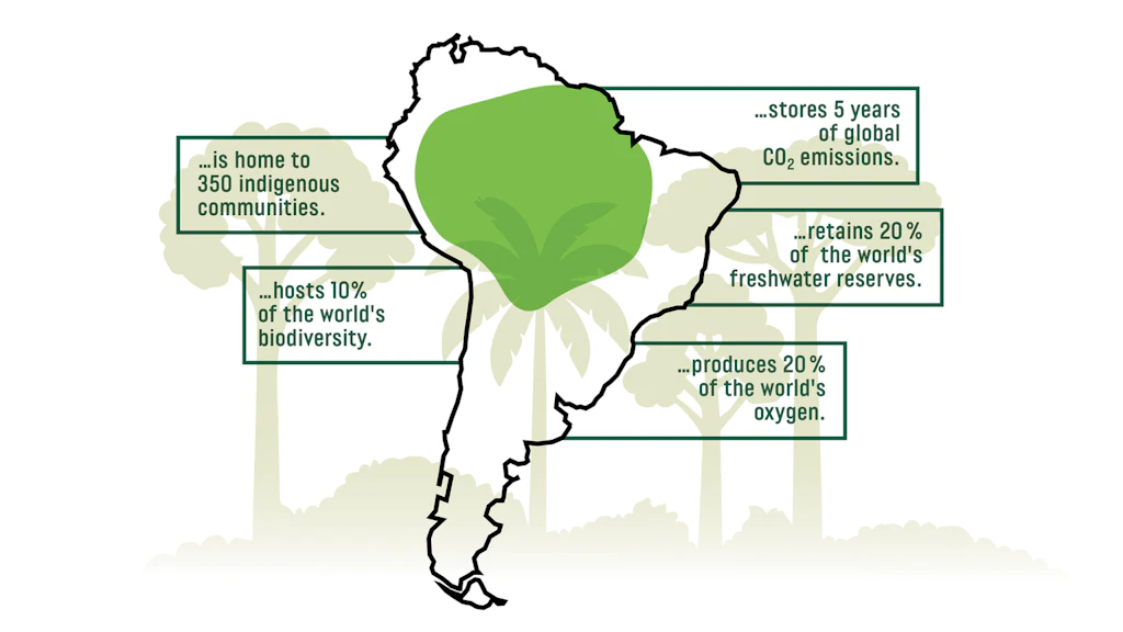 Map of South America showing the Amazon basin.