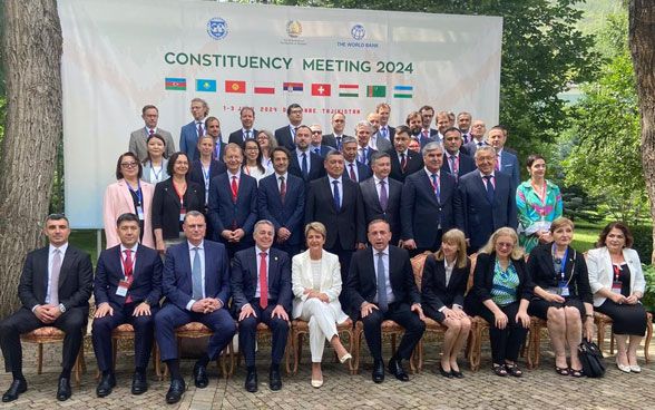 The members of the Swiss Bretton Woods constituency pose in a group photo.