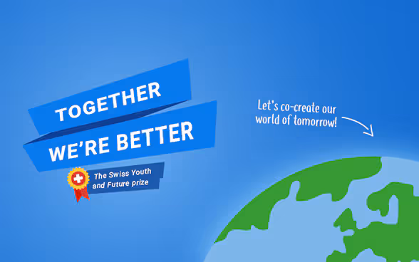 An image with a stylised depiction of the globe and the following text: let’s co-create our world of tomorrow.