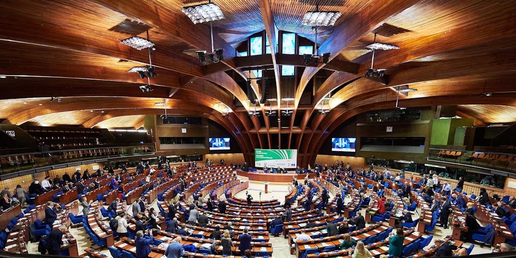 Inside the Palais de l'Europe in Strasbourg – home to the Congress of Local and Regional Authorities of the Council of Europe.