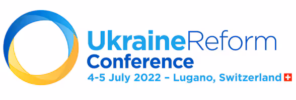 The logo of the Ukraine Reform Conference indicates that it will take place in Lugano, Switzerland, in 2022.