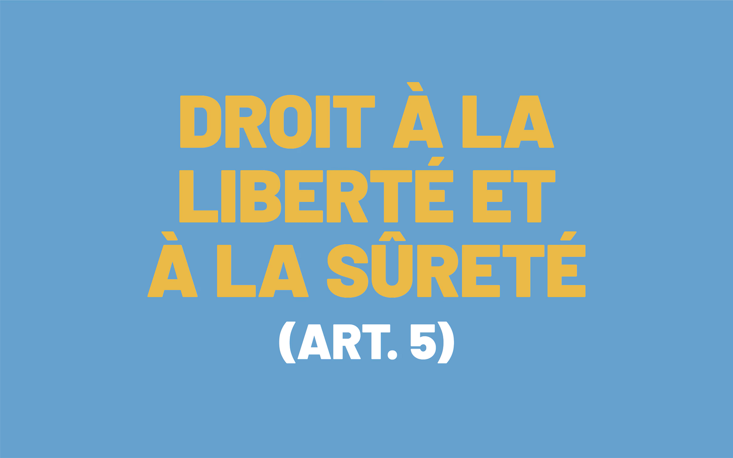 L'image est constituée par la formulation de l'article 5 de la Convention européenne des droits de l'homme, qui s'intitule : «Droit à la liberté et à la sûreté».