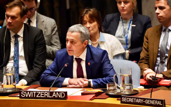 Le conseiller fédéral Ignazio Cassis s'exprime au Conseil de sécurité de l'ONU.