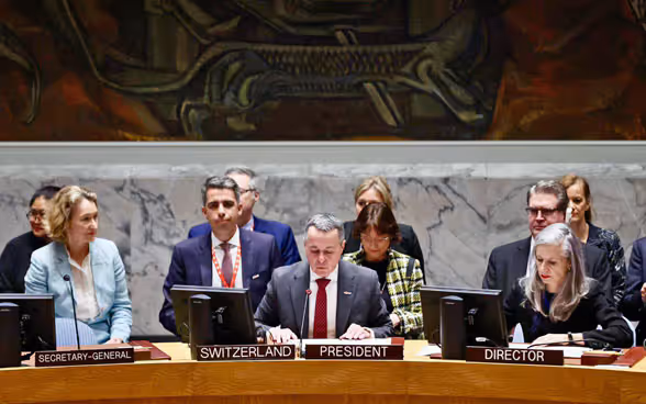 Le conseiller fédéral Ignazio Cassis s'exprime au Conseil de sécurité de l'ONU.