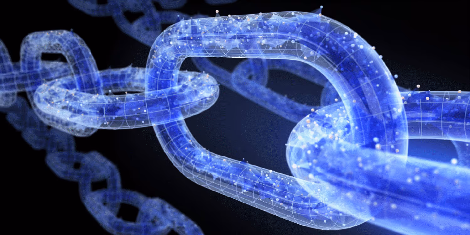 Lignes et points blancs forment les maillons d’une chaîne virtuelle.