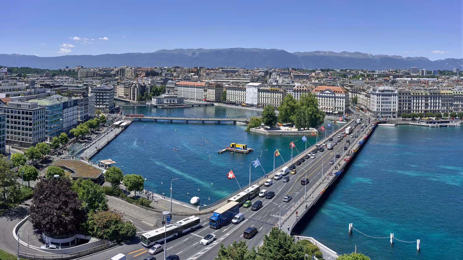 Vue aérienne de la ville de Genève.