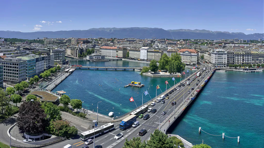 Vue aérienne de la ville de Genève.