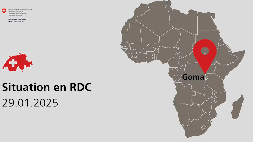 La Suisse condamne fermement l'attaque menée à Goma par le M23, soutenu par le Rwanda, et appelle au respect de l'intégrité territoriale de la République démocratique du Congo.