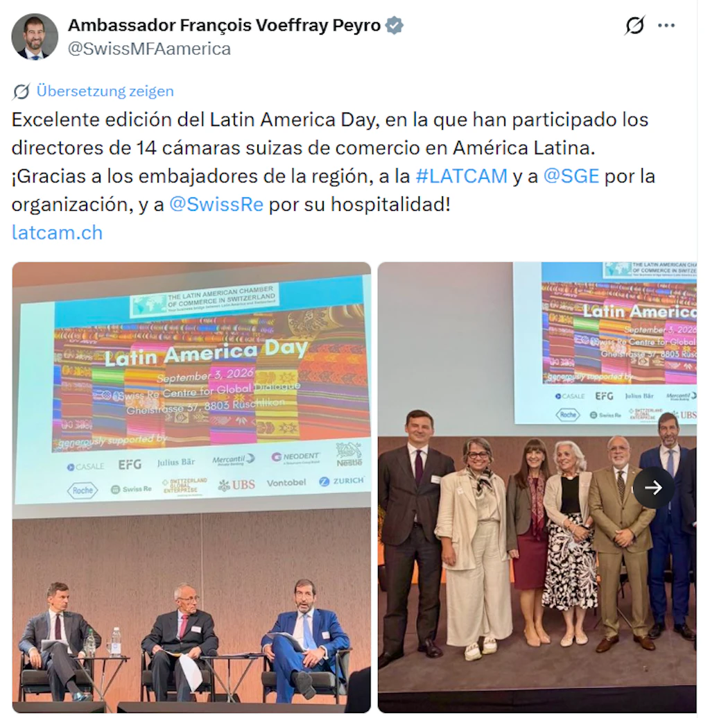 Intervento X dell’ambasciatore François Voeffray in occasione della Giornata dell’America latina 2026.