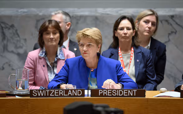 La Presidente Viola Amherd interviene al Consiglio di Sicurezza dell'ONU.