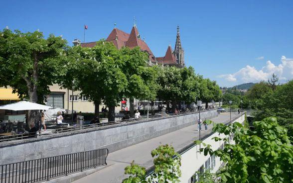 Panoramica del perimetro riservato del concorso alla Casinoterrasse a Berna.