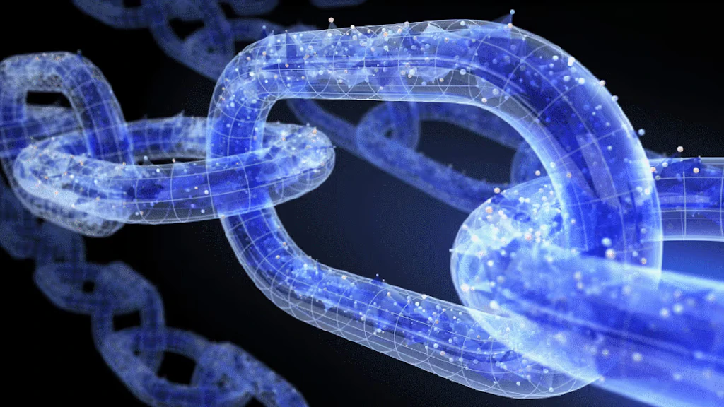 Linee e punti bianchi formano gli anelli di una catena virtuale.