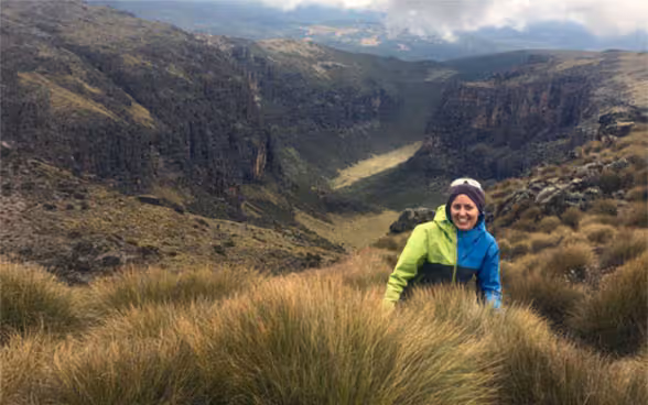 Séverine Weber sul monte Kenya nel 2019.