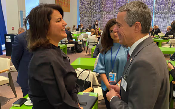 Il presidente della Confederazione Ignazio Cassis ha incontrato la ministra degli esteri della Libia Najla Mangoush in occasione dell'apertura ad alto livello dell'Assemblea generale delle Nazioni Unite.