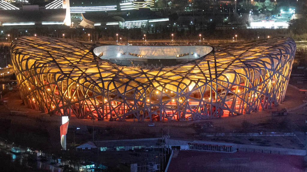 Panoramica sul Bird’s Nest Stadium di Pechino.