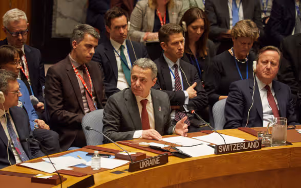 Il consigliere federale Ignazio Cassis al Consiglio di sicurezza dell’ONU.